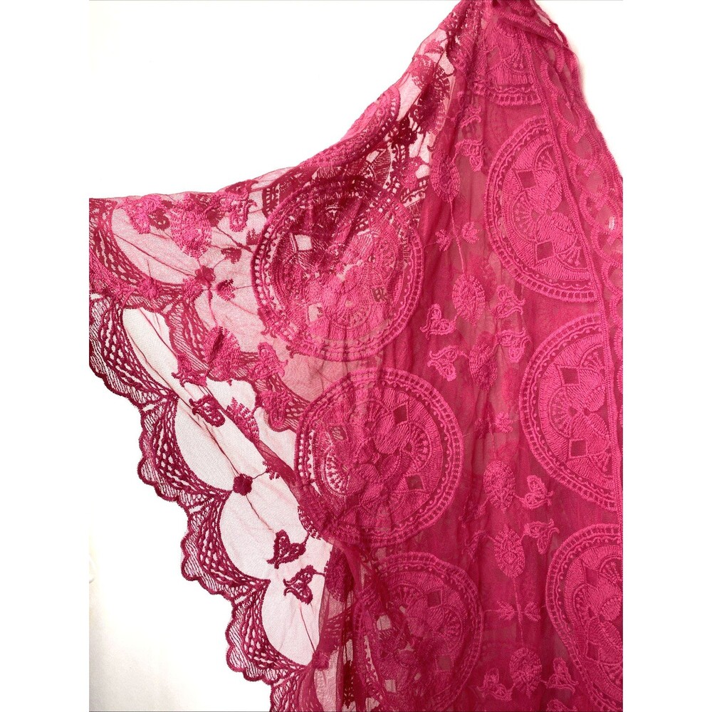 Sol & Sea Swimsuit Coverup Size L/XL Pink Sheer Mesh Embroidery Periwinkle Tunic - Picture 5 of 12
